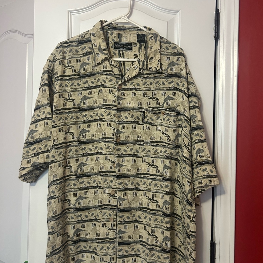Vintage Patterned Men's Fishing Shirt